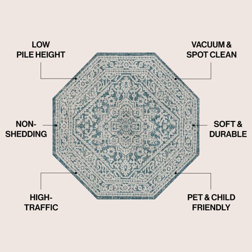 Jonathan Y Sinjuri Medallion Textured Weave Octagon Indoor/outdoor Area Rug In Green