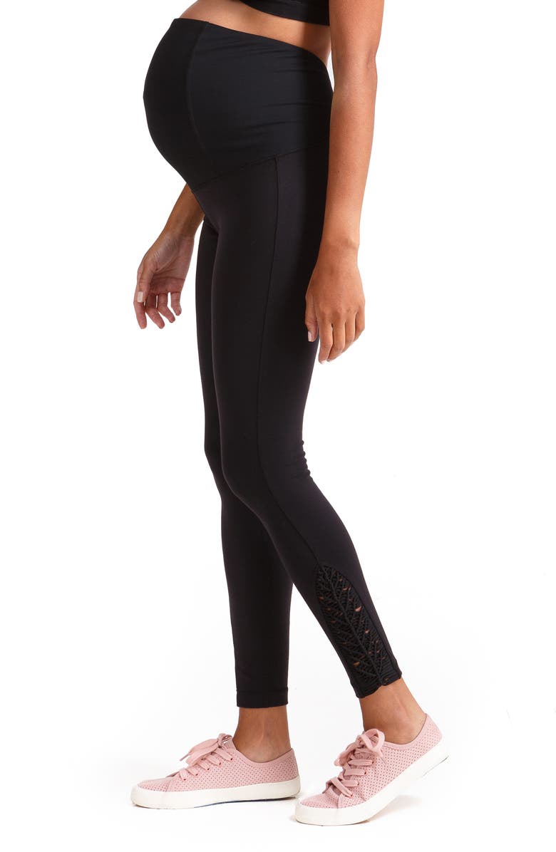 Ingrid & Isabel<sup>®</sup> Active Maternity Leggings with Macramé Detail, Alternate, color, 