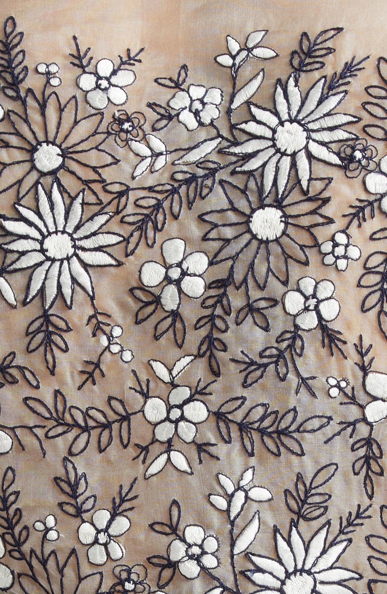 Bode Floral Embroidered Silk Organza Button-Up Shirt, Alternate, color, 