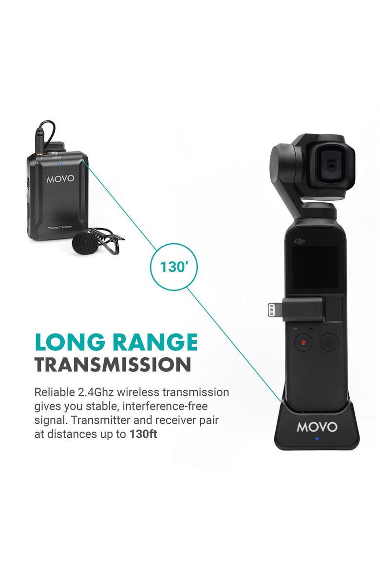 MOVO Edge-OP-Duo Dual Wireless Lavalier Microphone for Osmo Pocket 1 and 2, Alternate, color, Black