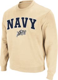 COLOSSEUM Men's Colosseum Gold Navy Midshipmen Arch & Logo Crew Neck Sweatshirt