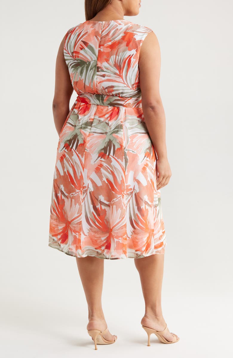 KASPER Botanical Print Cowl Neck Midi Dress, Alternate, color,