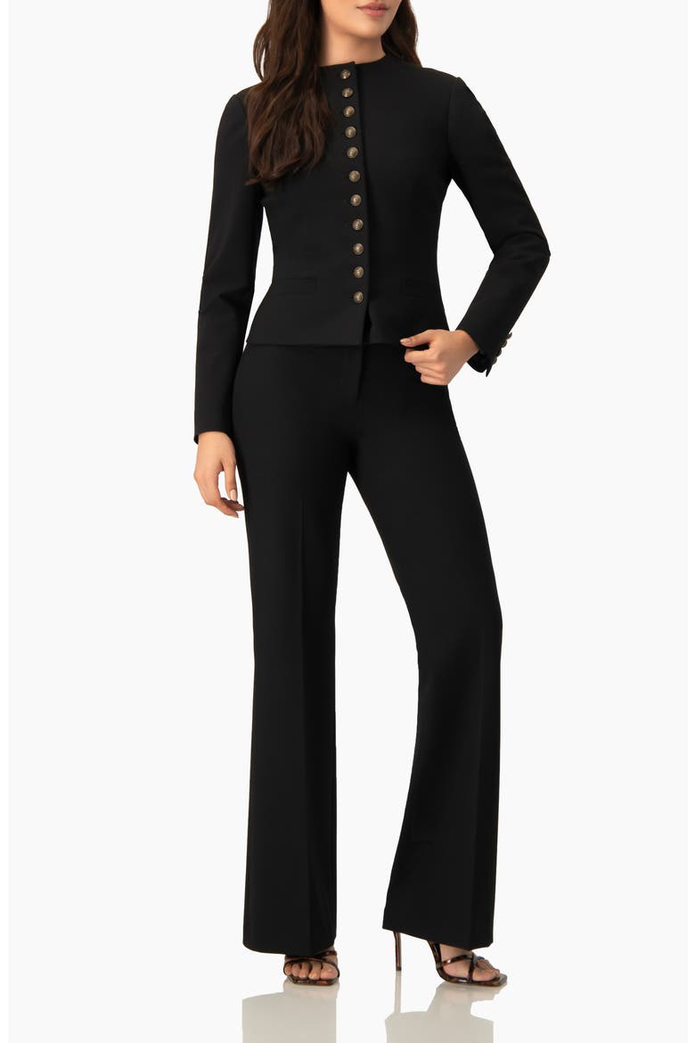 Flare Leg, High-Waist Light-Stretch Twill Pants, Alternate, color, Black