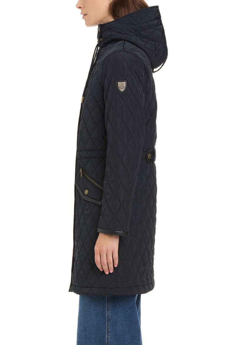 Diamond Quilted Hooded Coat, Alternate, color, BLACK