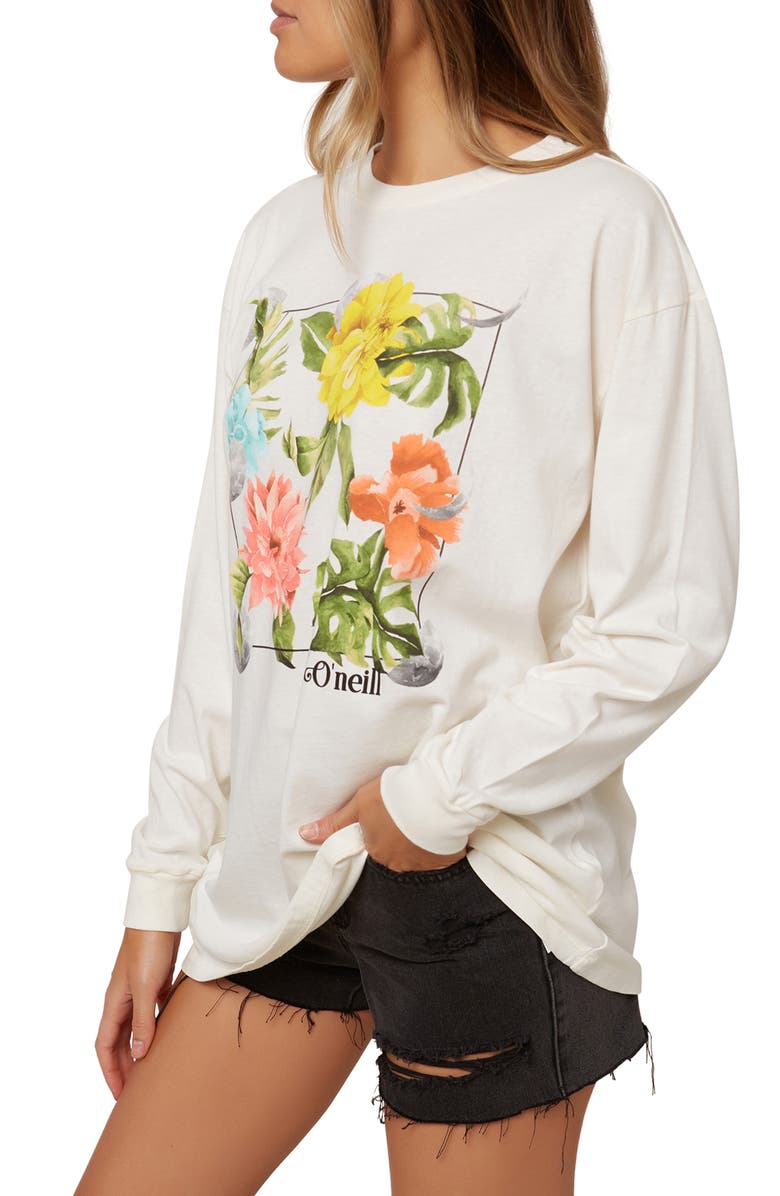 O'Neill Moon Phase Long Sleeve Cotton Graphic Tee, Alternate, color, Winter White