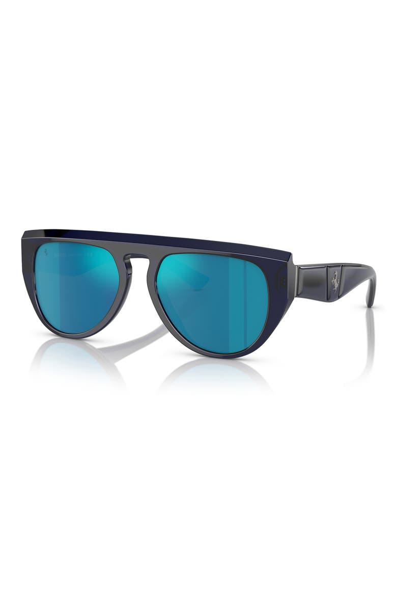 56mm Pilot Sunglasses, Alternate, color, BLUE / BLUE MIRROR