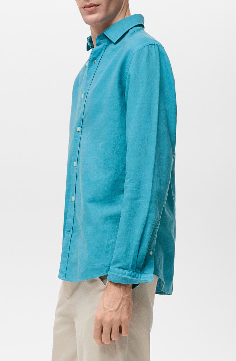 MANGO Linen & Cotton Button-Up Shirt, Alternate, color, 