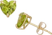 FZN 10K Gold Peridot Heart Stud Earrings