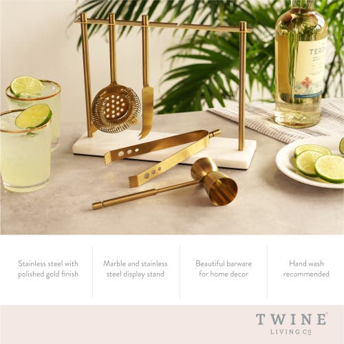 Twine Marble Bar Tool Set In Gold