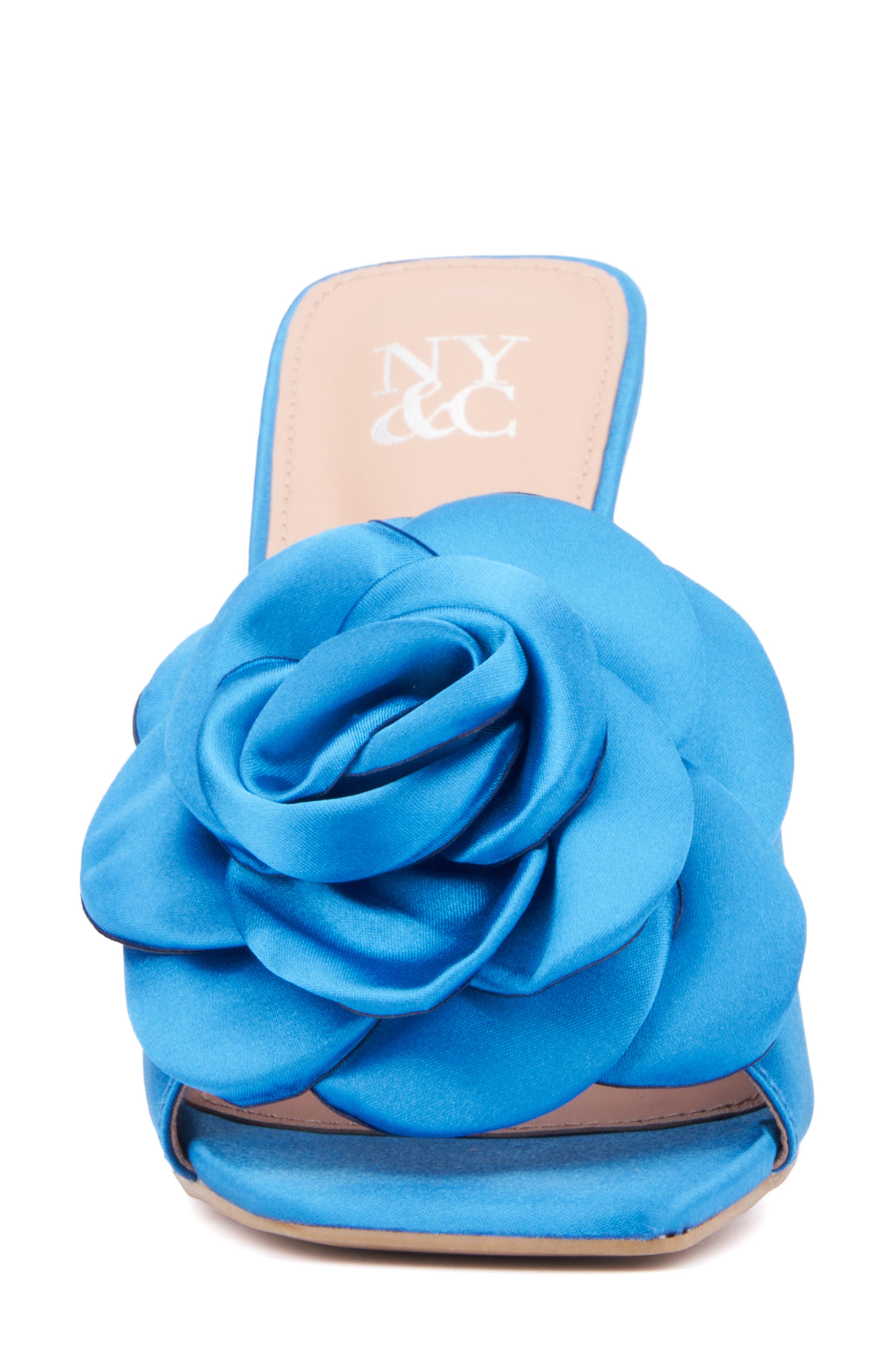 NEW YORK AND COMPANY Gardenia Flower Sandal, Alternate, color, Vivid Blue