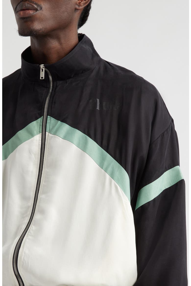 Awakening Chevron Colorblock Track Jacket, Alternate, color, BLACK/ GREEN/ CREME