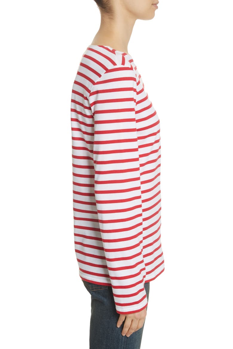 MINQUIERS MODERN - Breton Striped Shirt, Alternate, color, WHITE/ RED