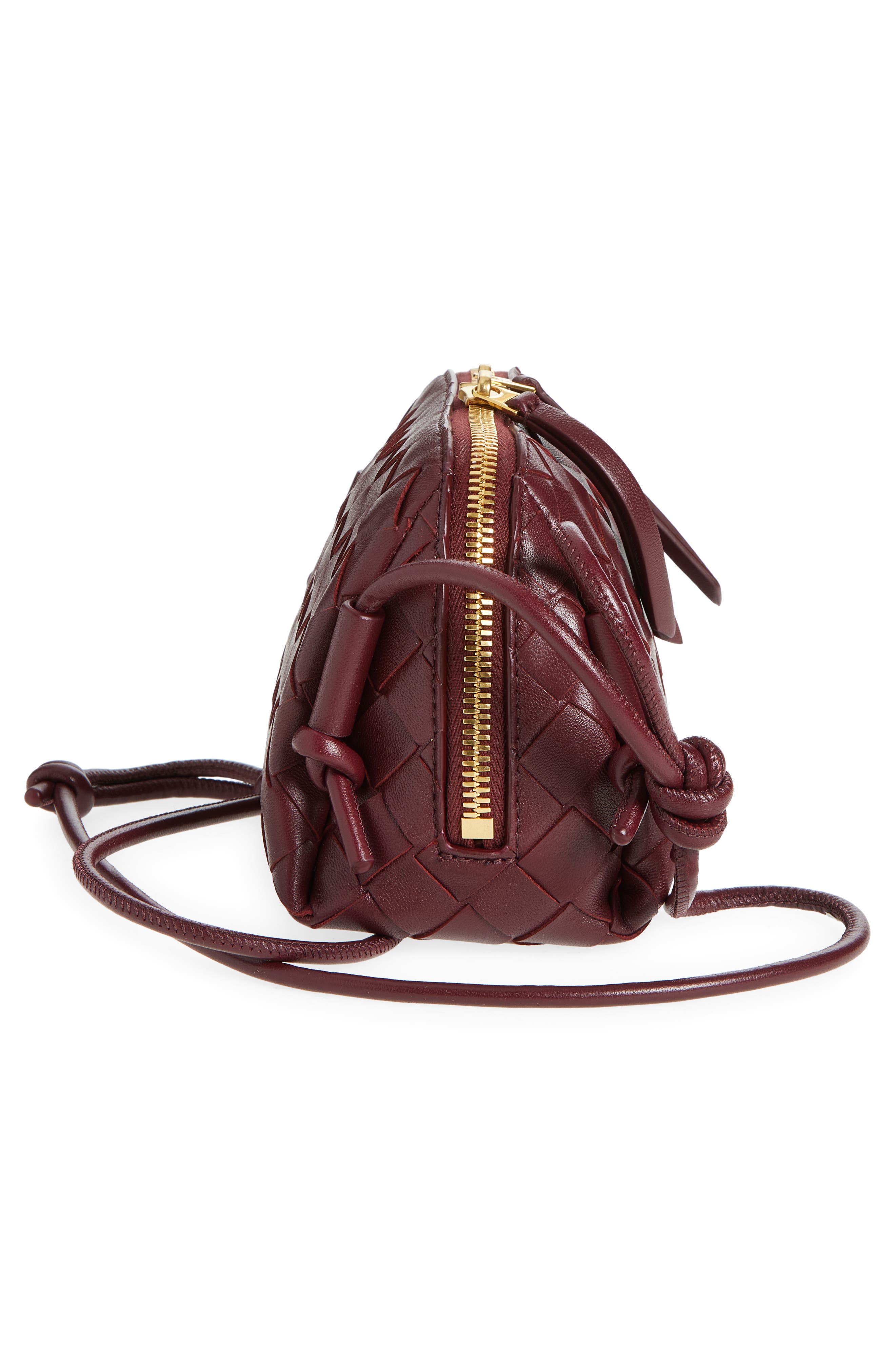 Mini Concert Intrecciato Leather Crossbody Bag, Alternate, color, 2247 BAROLO-GOLD