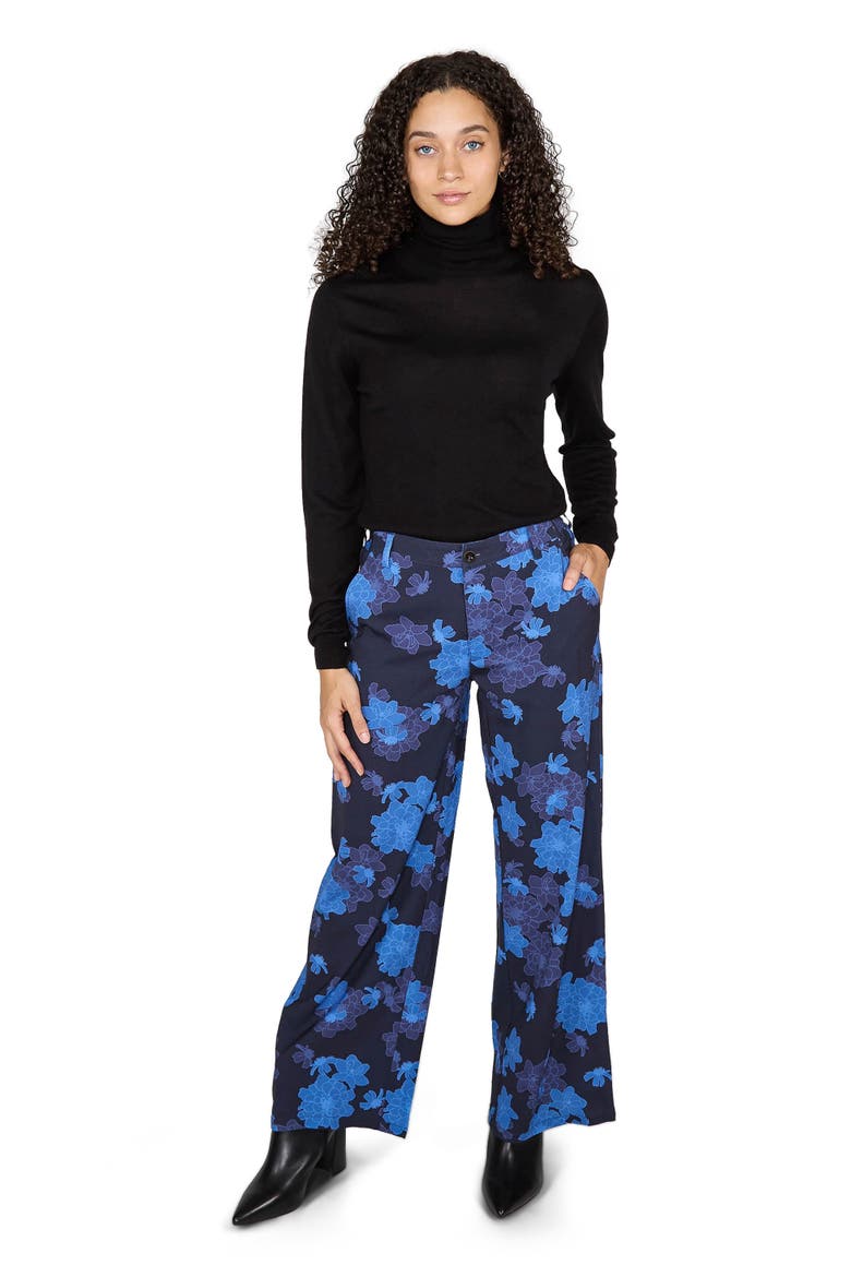 Phoebe Wide Leg Tailored Pant, Alternate, color, Softbloom Navy