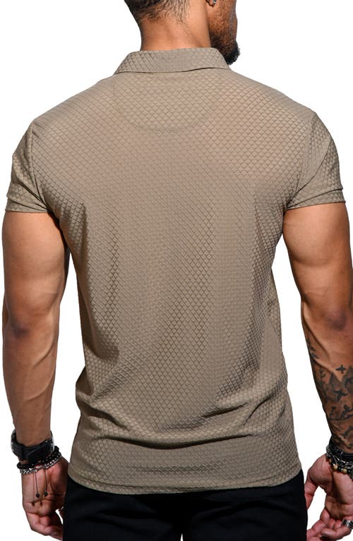 Maceoo Geo Pattern Stretch Nylon Polo In Brown