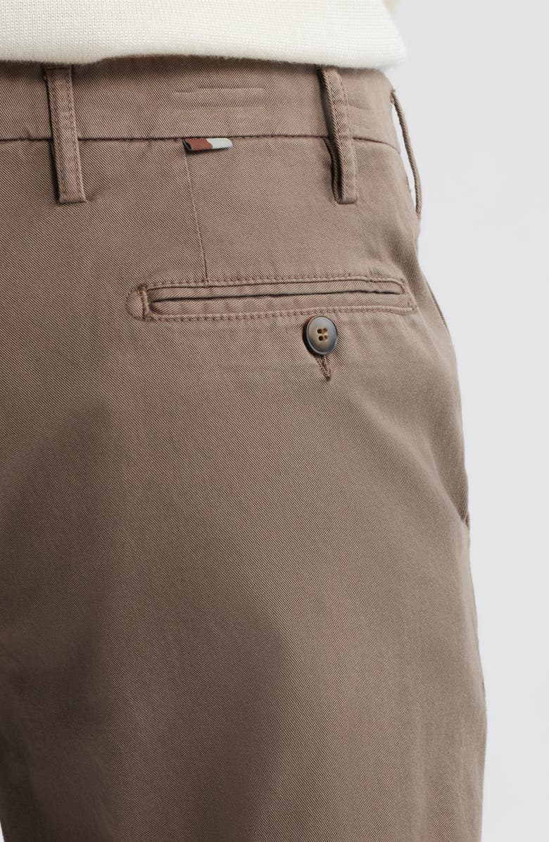 Canali Flat Front Stretch Cotton Blend Gabardine Chinos, Alternate, color, Brown