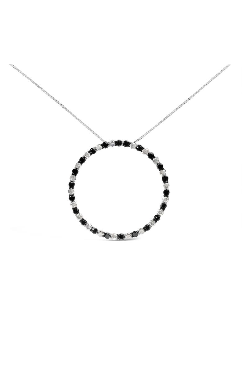 Haus of Brilliance Silver 3 Cttw Diamond Open Hoop Circle Pendant Necklace, Main, color, White