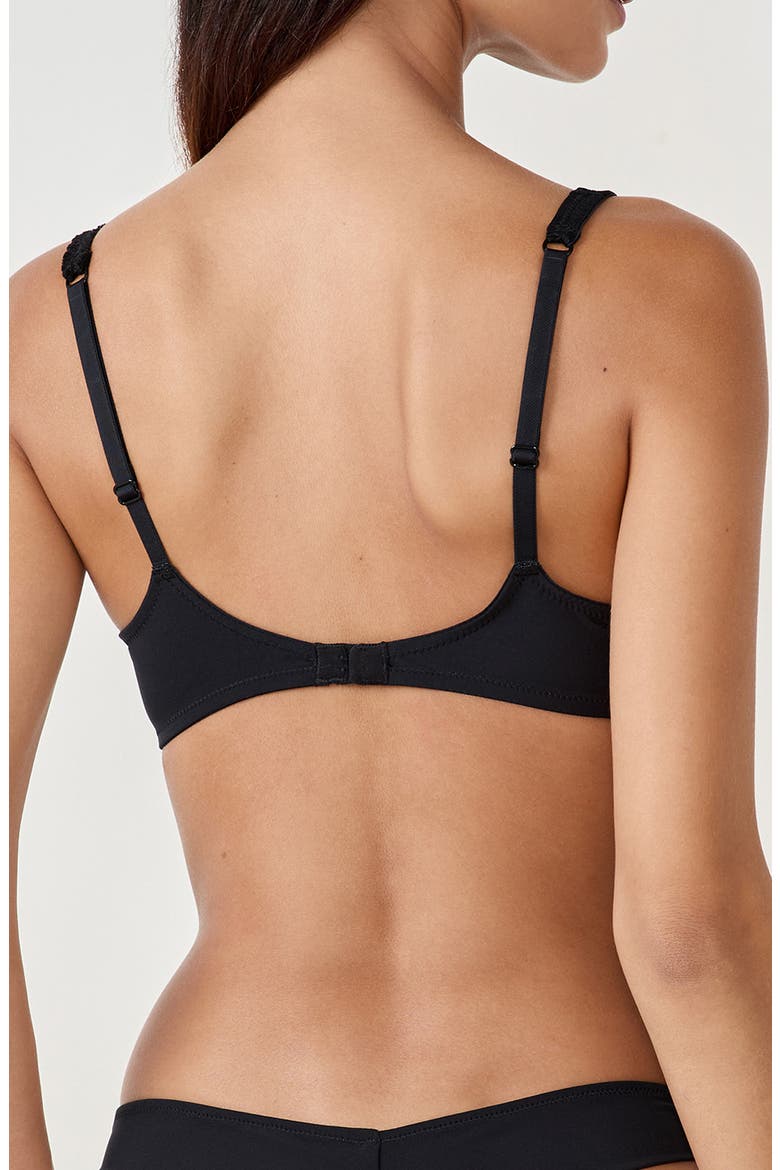 Badinage Embroidered Underwire Balconette Bra, Alternate, color, BLACK