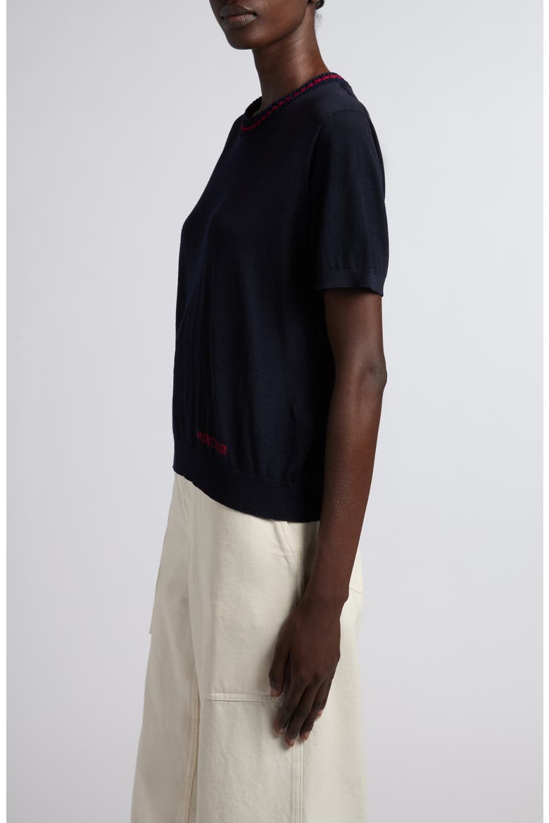Embellished Virgin Wool Sweater, Alternate, color, DARK NAVY BLUE