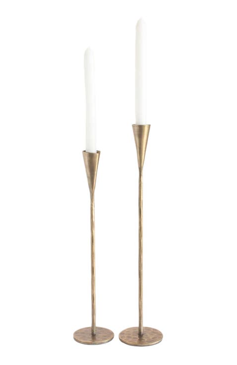 Phoenix Hand-Forged Iron Candle Stands - Set of 2