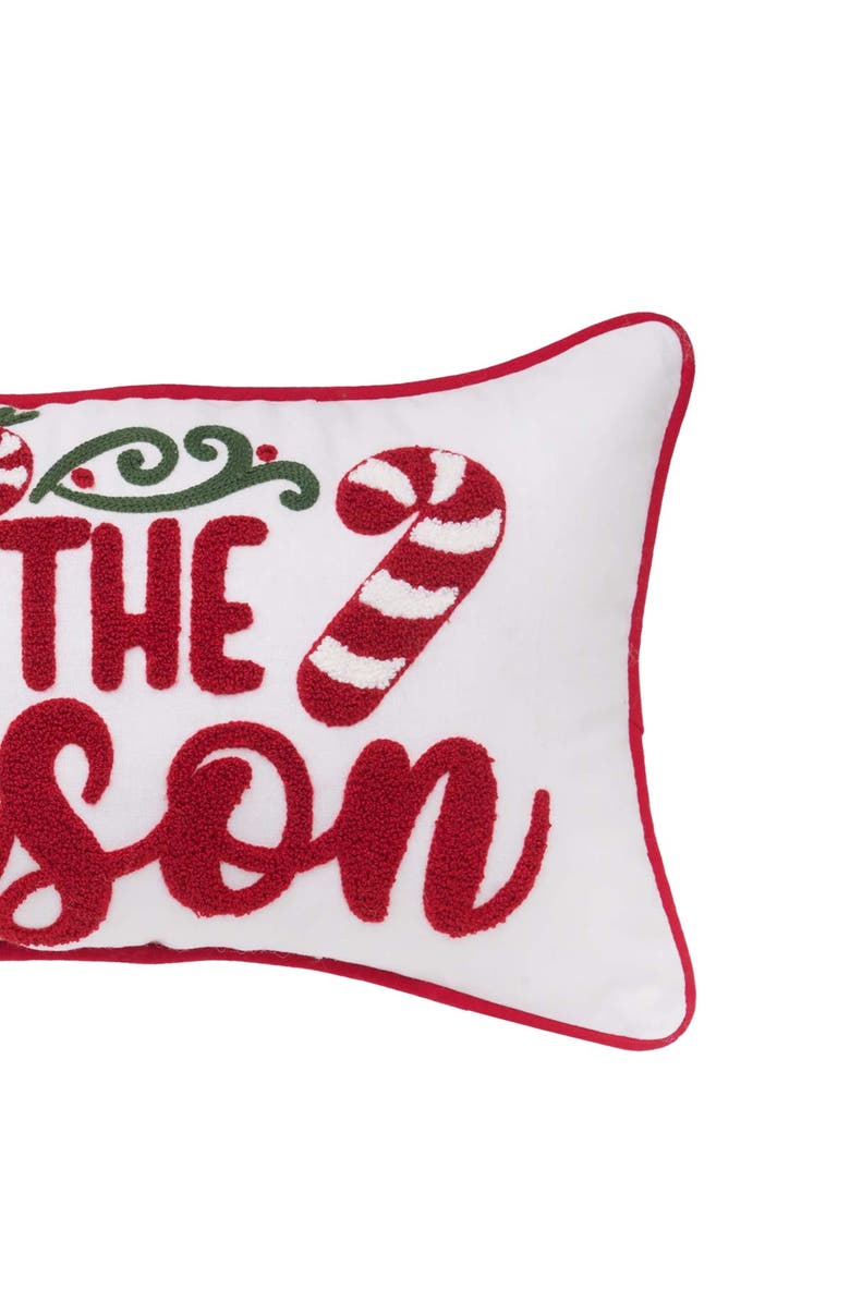 C&F Home Tis The Season Candy Cane Christmas Throw Pillow, 10" x 20", Alternate, color, Red