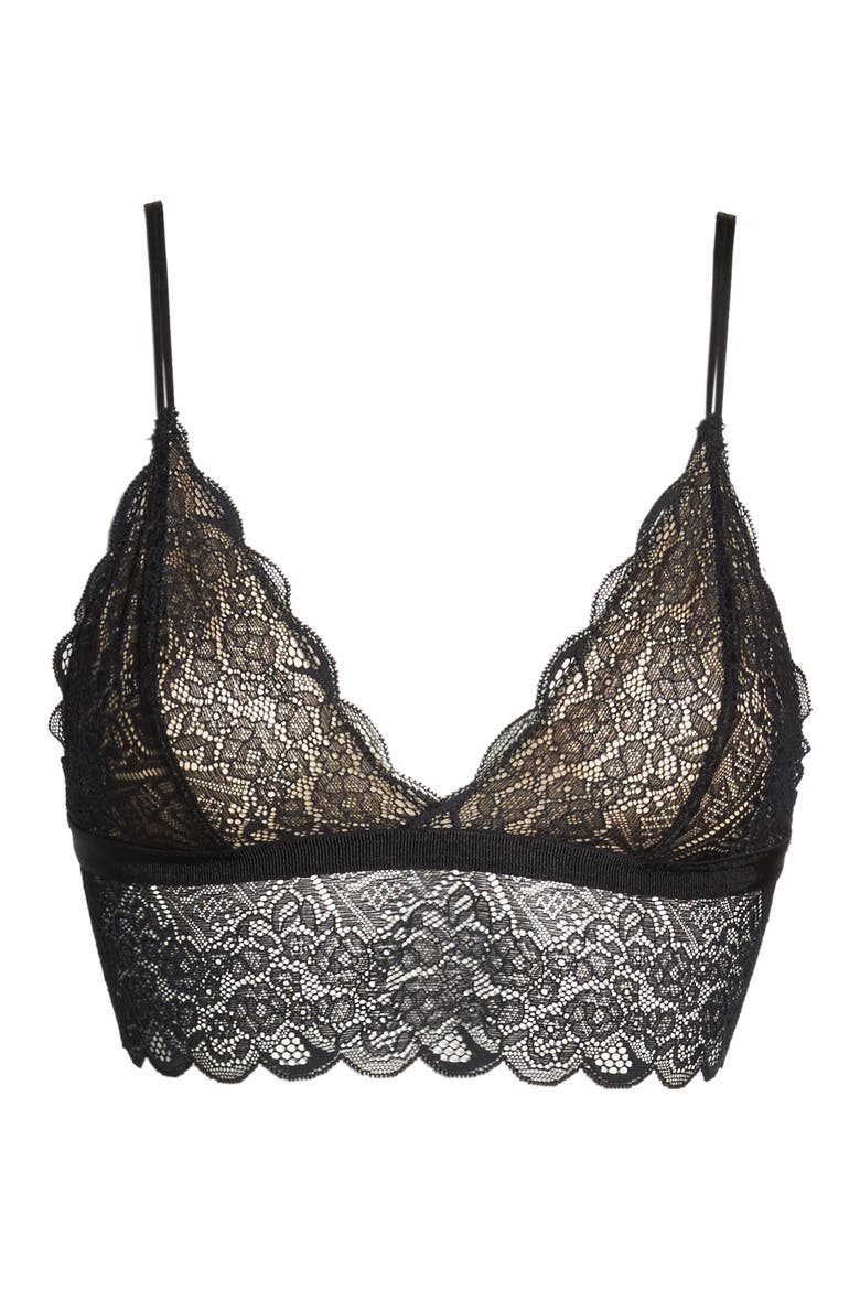 Longline Lace Bralette, Alternate, color, TRUE BLACK