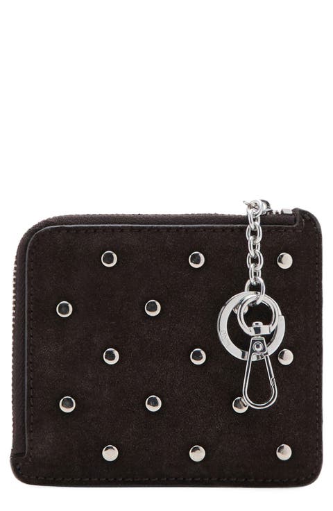 Studded Suede Card Case