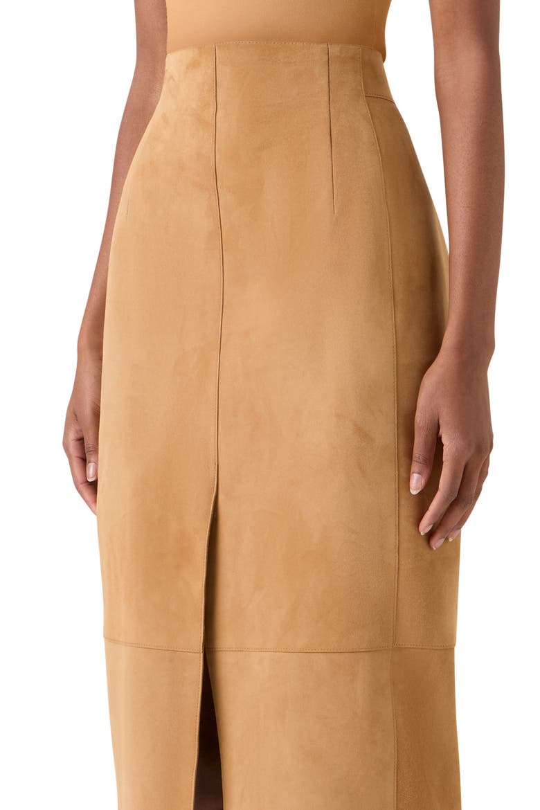 Front Slit Suede Pencil Skirt, Alternate, color, CAMEL