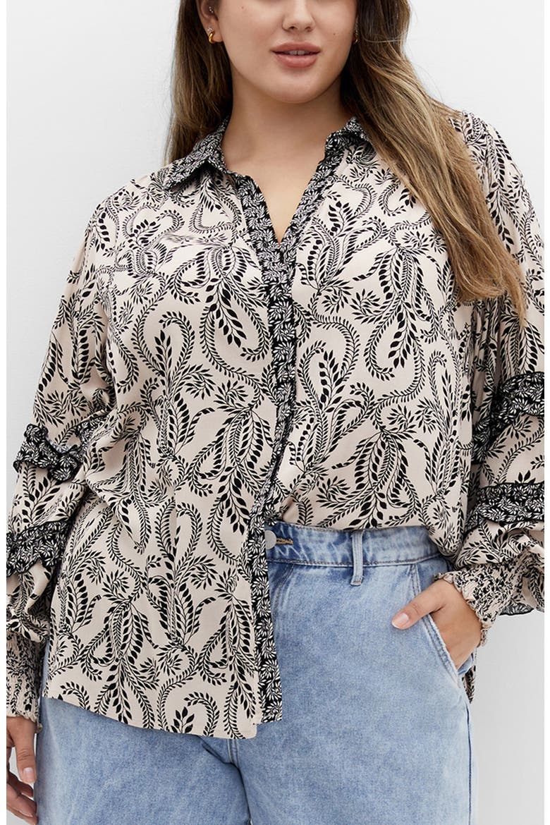 Lylah Mixed Print Long Sleeve Button-Up Shirt, Main, color, PRINT
