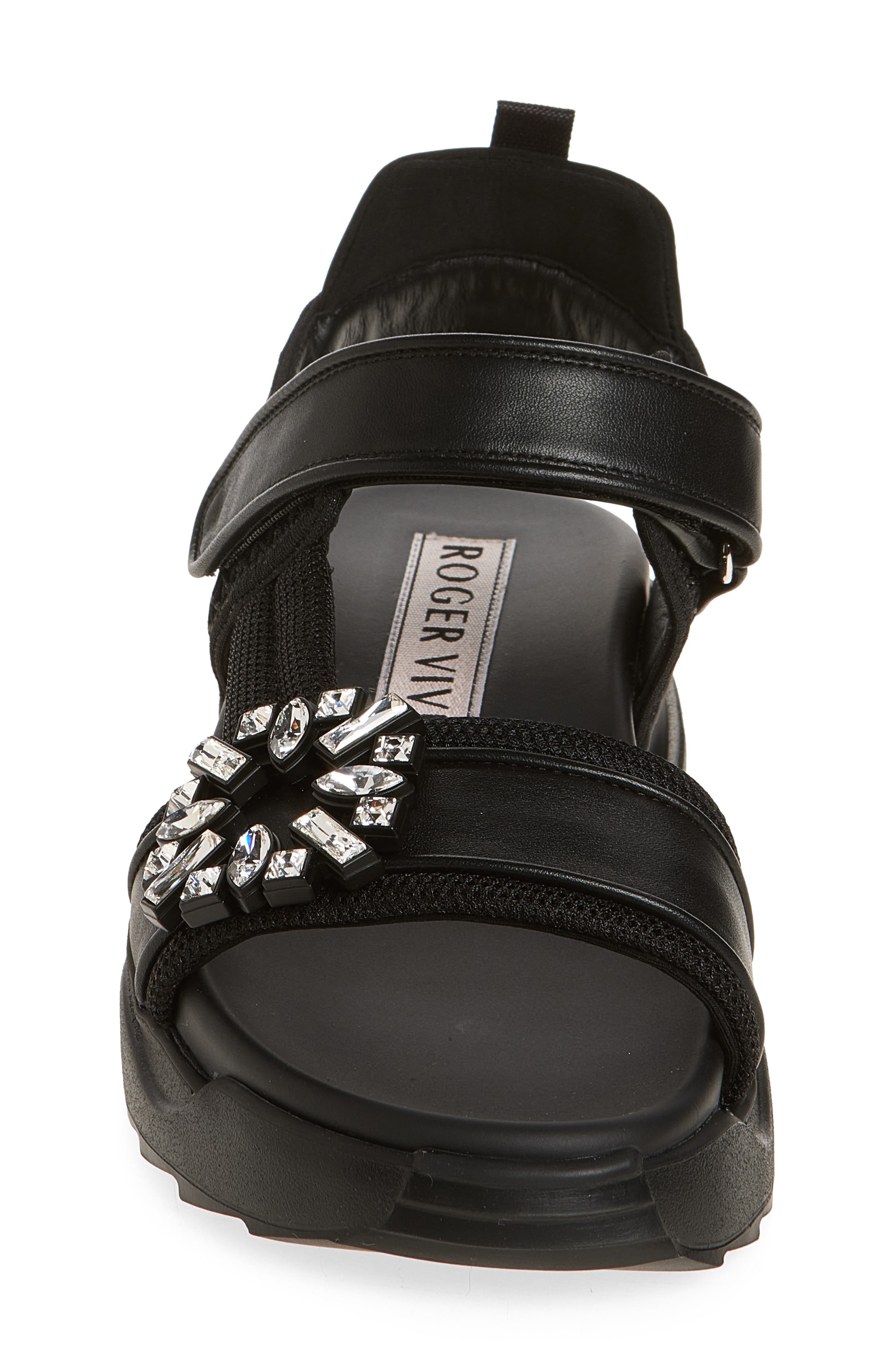 Roger Vivier Viv' on the Run Sandal, Alternate, color, Nero