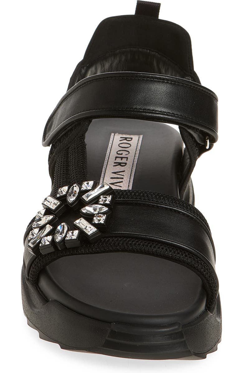 Roger Vivier Viv' on the Run Sandal, Alternate, color, Nero