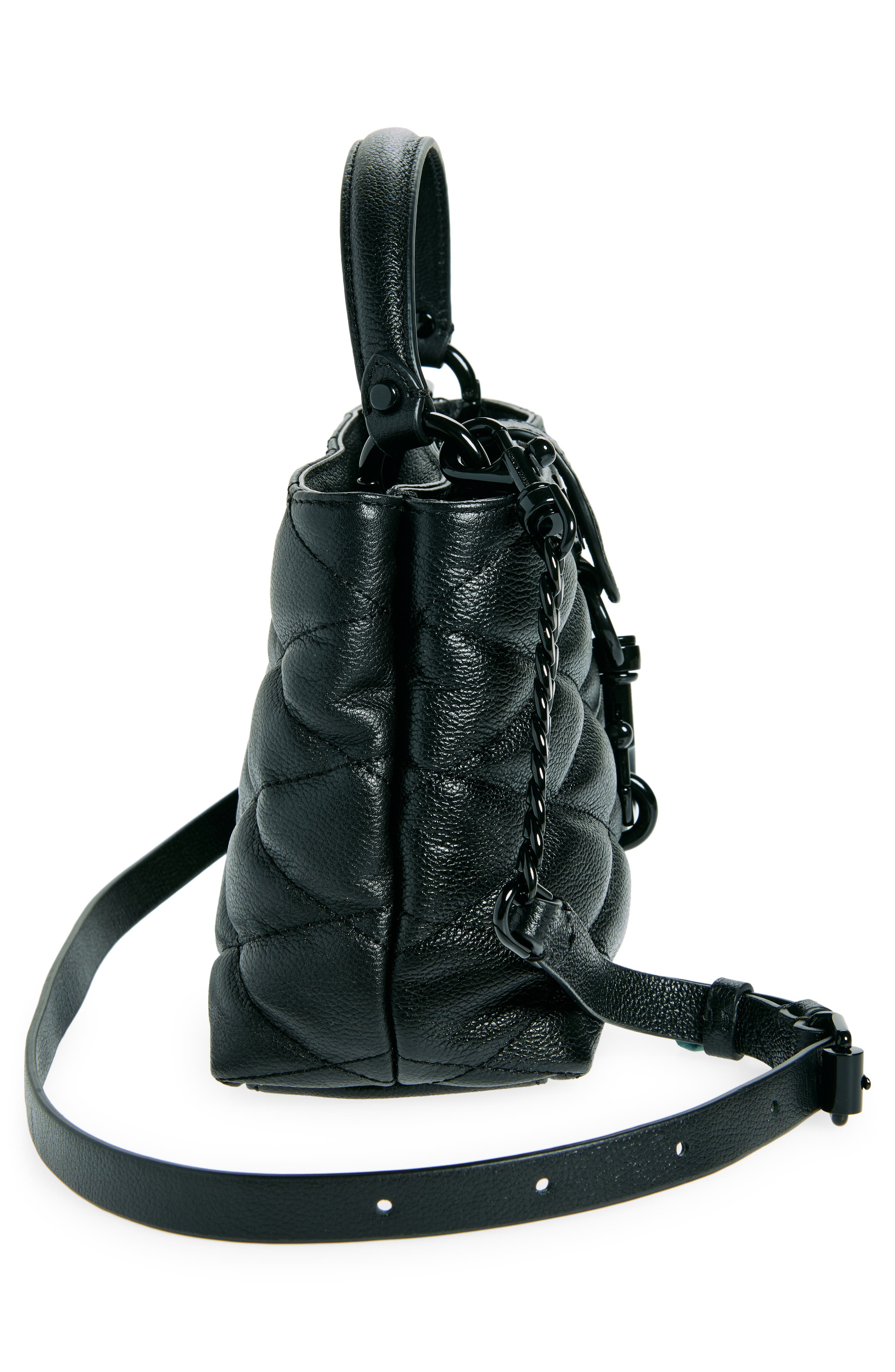 Rebecca Minkoff Edie Leather Top Handle Satchel, Alternate, color, Black