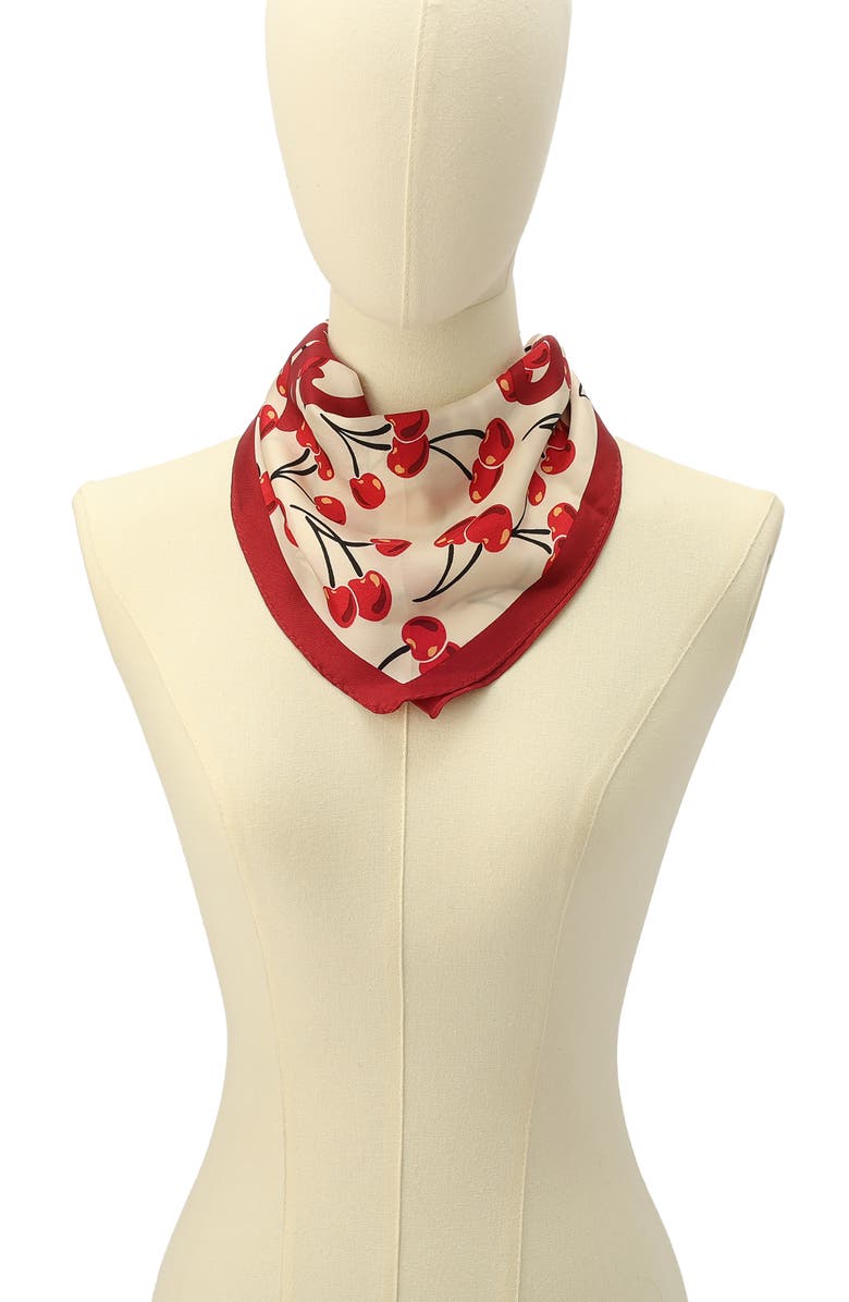 COACH Cherries Swirl Print Diamond Silk Scarf, Alternate, color, 