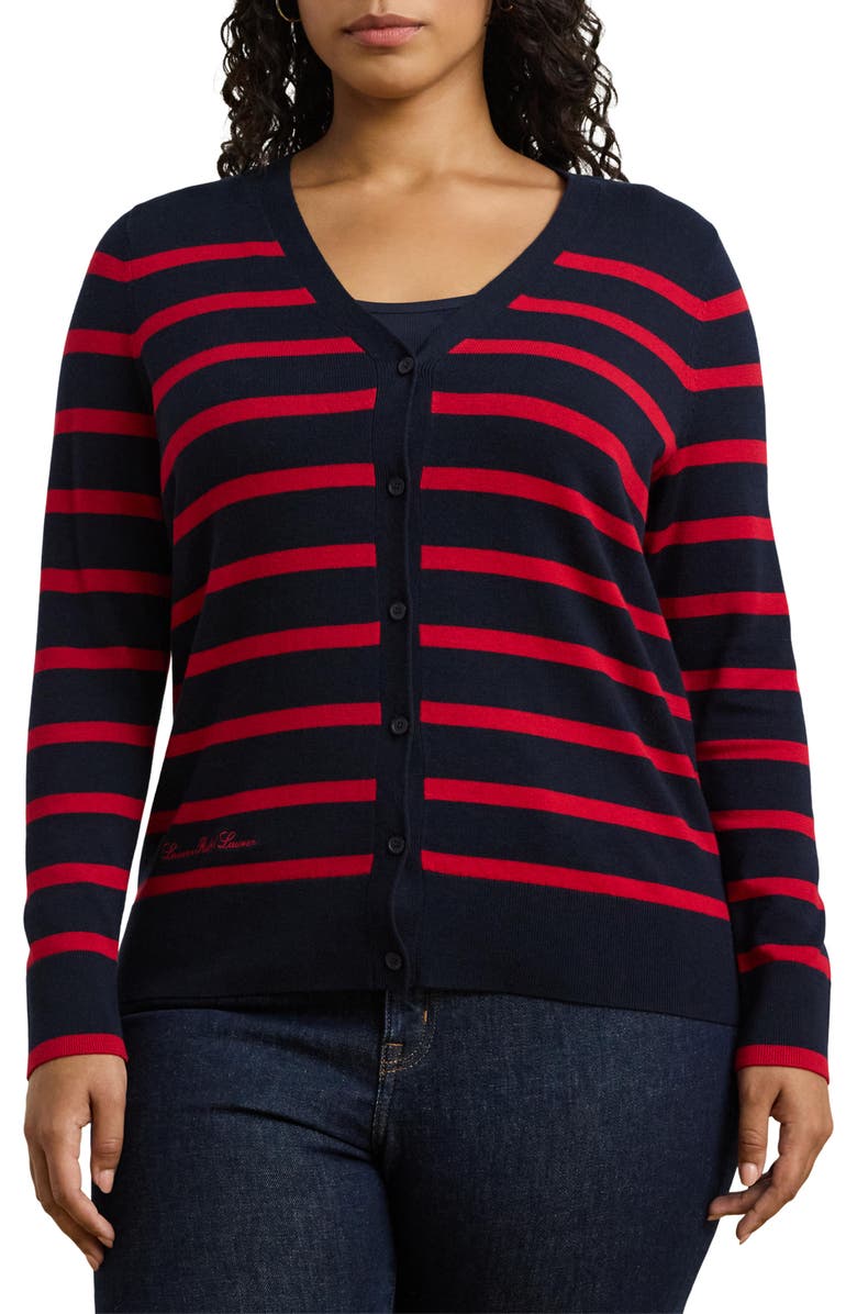 Lauren Ralph Lauren Stripe Cotton & Modal Cardigan, Main, color,