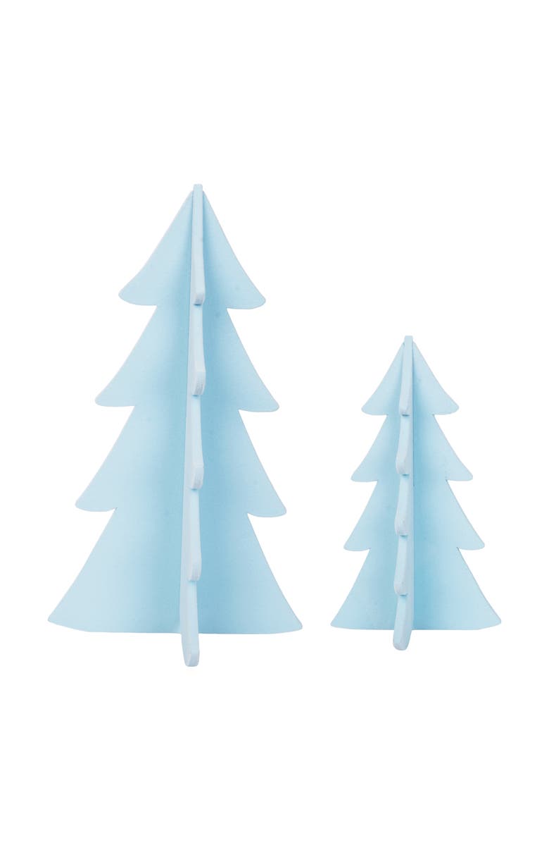 carol & frank Flocked Sky blue Tree Figurine Set of 2, Main, color, Blue