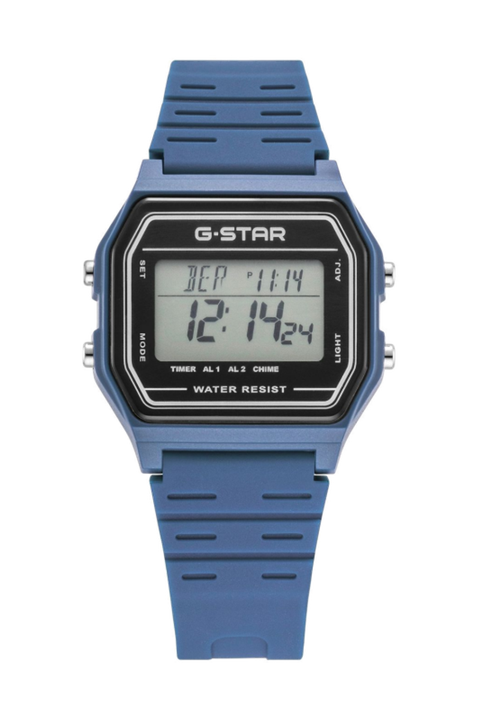 Gridline Digital Watch - 42mm, Gray Case, Blue-gray Silicone Strap