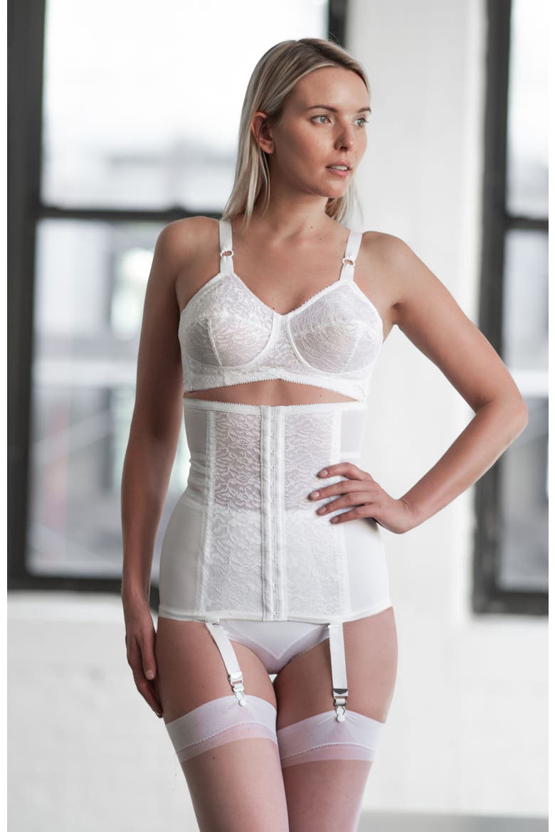 Waist Trainer Girdle with Garters Firm Shaping, Alternate, color, White