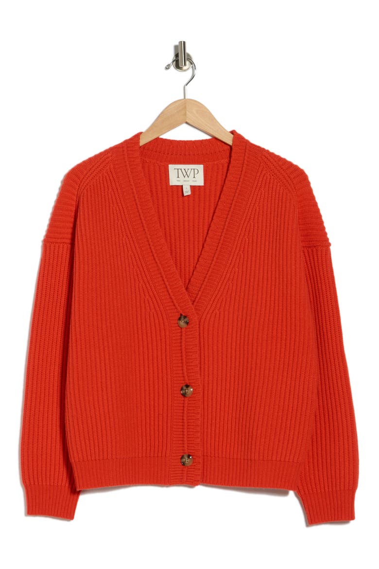 Cashmere Cardigan, Alternate, color, SUMMER TOMATO