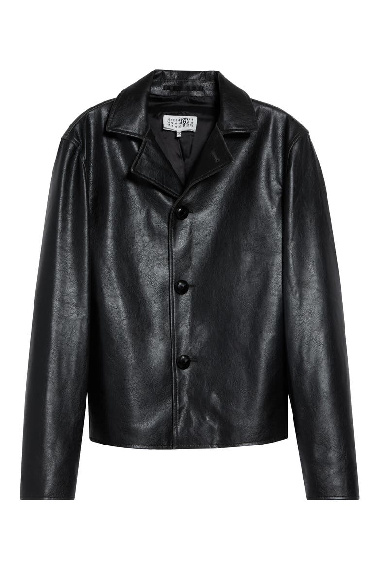 Black Faux Leather Jacket, Main, color, BLACK