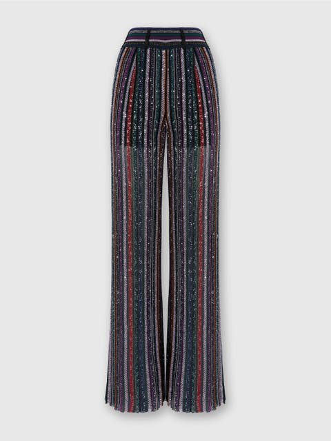 Long Pants In Herringbone Stripe Knit