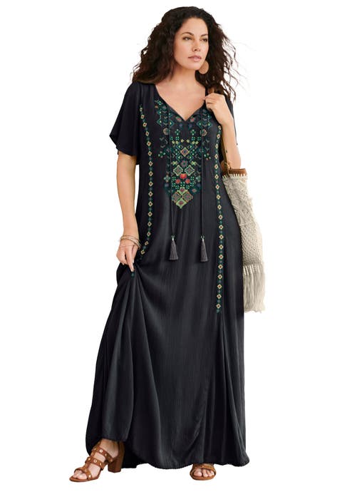 Plus Size Flutter Sleeve Hand Crinkled Maxi Dress Curvy A Line
