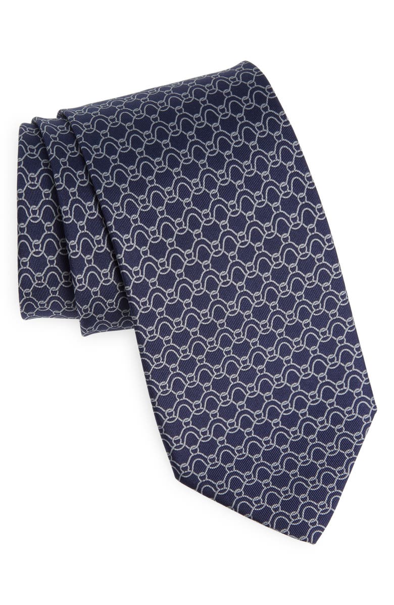 FERRAGAMO Gancini Wave Silk Tie, Main, color, 