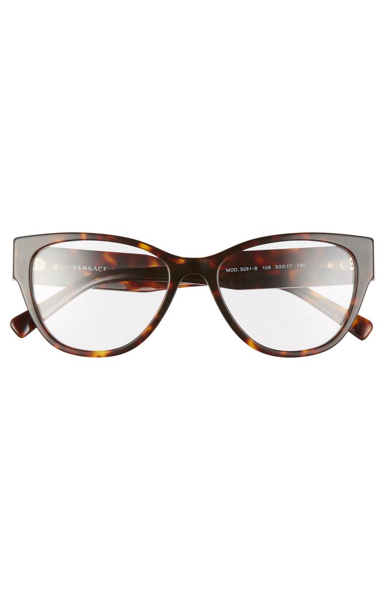 Versace 53mm Cat Eye Optical Glasses, Alternate, color, Dark Havana