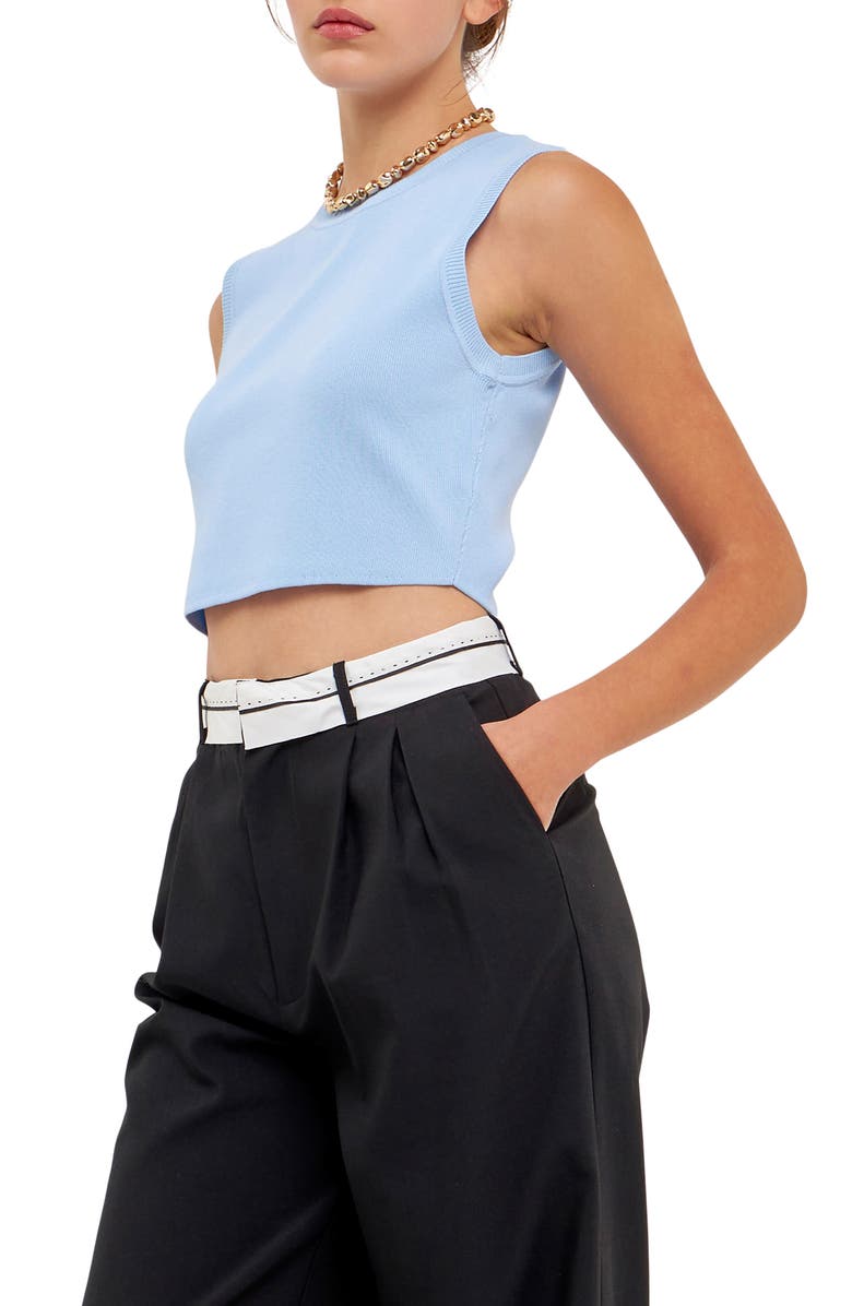 Grey Lab Rib Sleeveless Crop Top, Alternate, color, Powder Blue