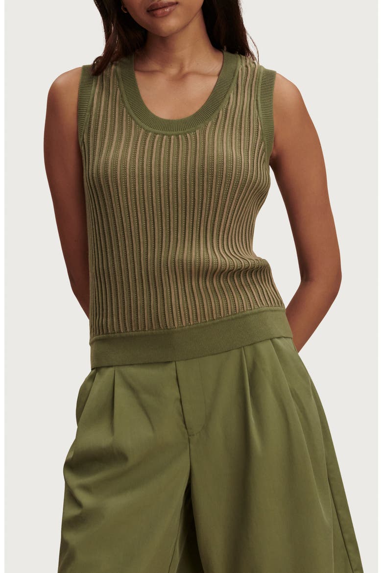 Aldcroft Rib Knit Cotton Tank, Main, color, OLIVINE