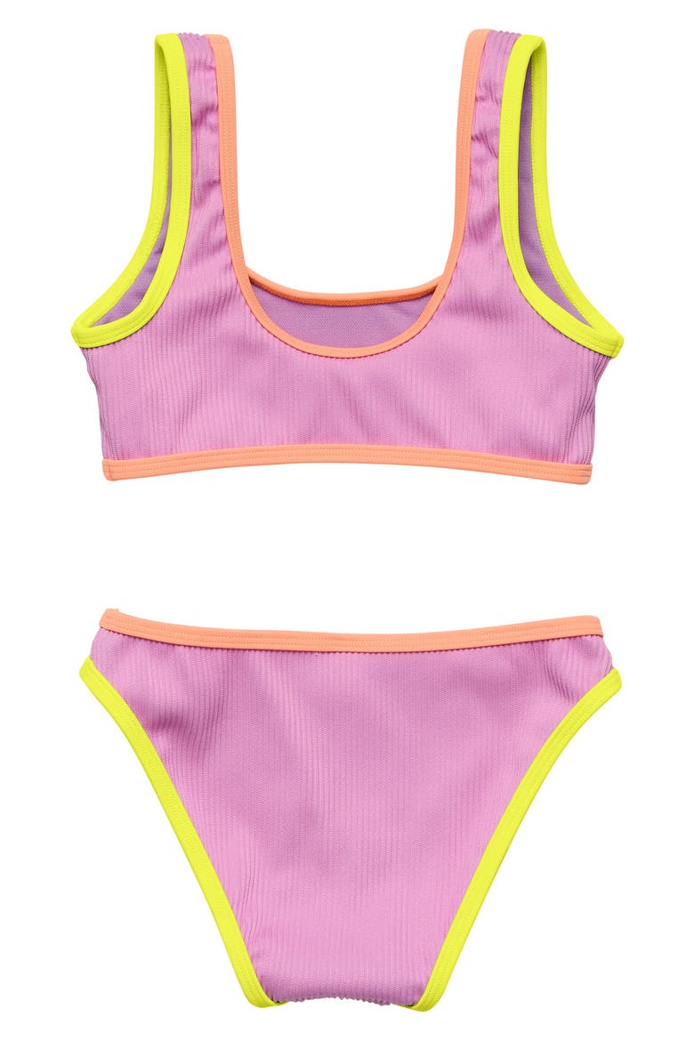 Kids' Vacay Pop Crop UPF 50+ Two-Piece Swimsuit, Alternate, color, LILAC