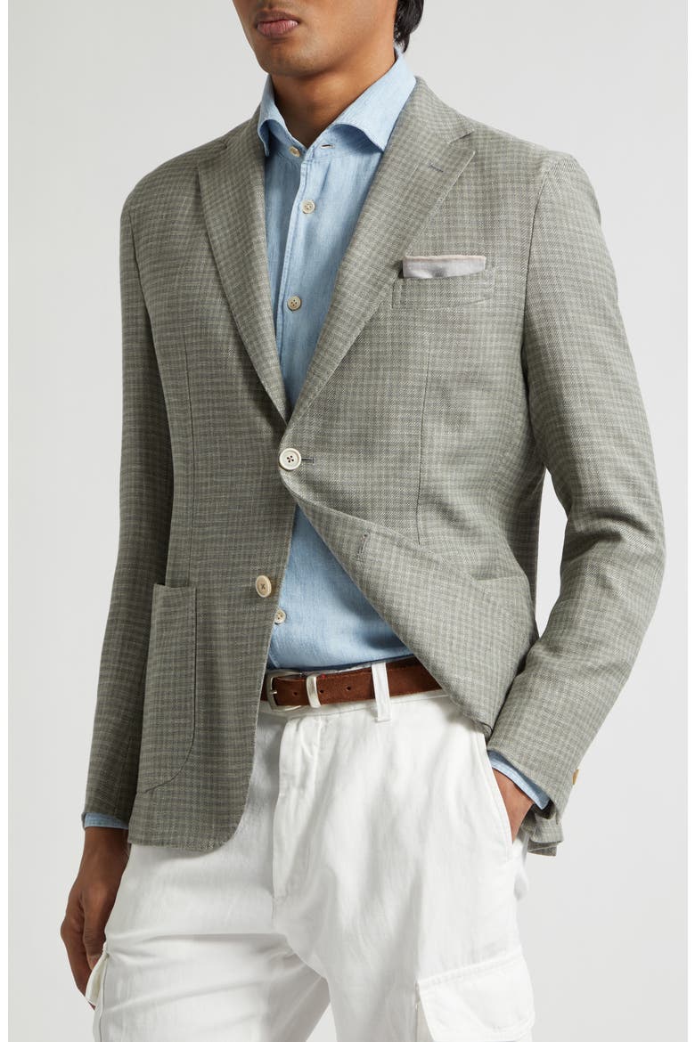 Check Linen & Wool Blend Sport Coat, Alternate, color, 07 MILITARY GREEN