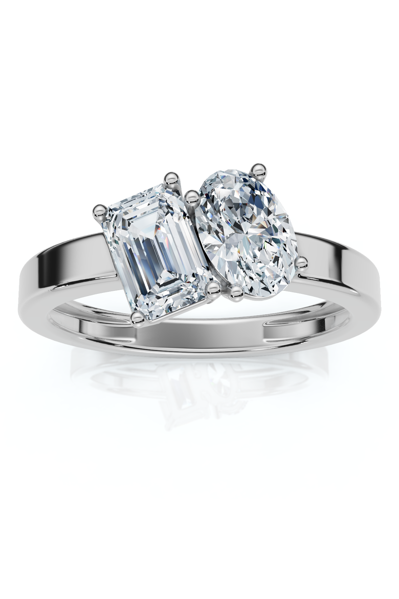 Toi Et Moi 1ct Diamond Ring 14k Gold Lab Grown, Main, color, 14k White Gold
