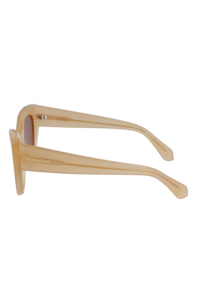 FERRAGAMO Classic Logo Tea Cup 55mm Cat Eye Sunglasses, Alternate, color, Opaline Honey