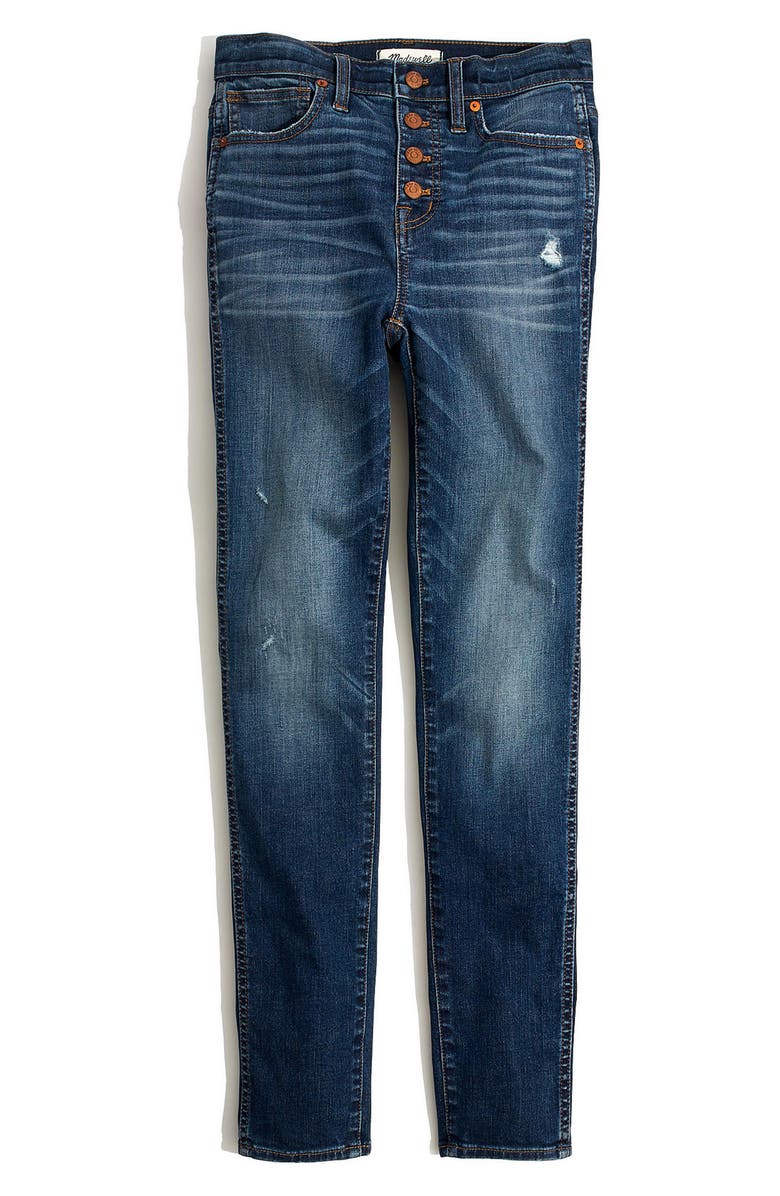 Madewell 10-Inch High Waist Drop Hem Skinny Jeans, Alternate, color, 